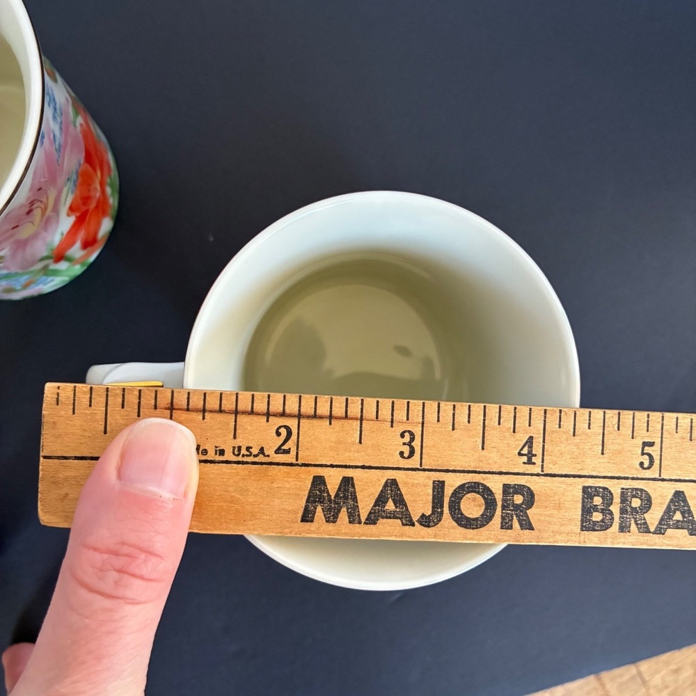 Lenox Mug Set 3pc Flower Blossom Fine Porcelain Gold Trim 1995 Cottage Tea Party - Picture 11 of 11